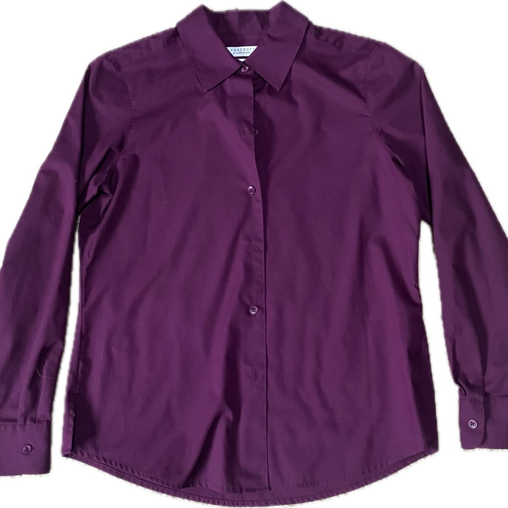 Foxcroft Women’s Button Down Top Purple Wrinkle-Free Size 8